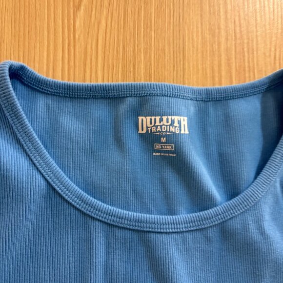 Duluth Trading Company No Yank Rib Short Sleeve Crewneck Tee Light Blue Medium - Picture 2 of 3